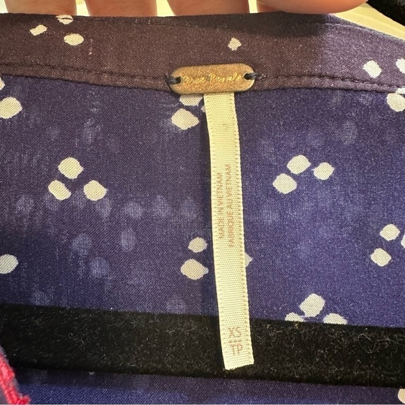 Free People Boho Shibori Patchwork Printed Long Sleeve Dress - Picture 3 of 8